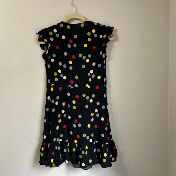 Rails Womens Multicolor Wrap Dress XS Koreen Retro Dot Ruffle Flutter Sleeve - Picture 7 of 11